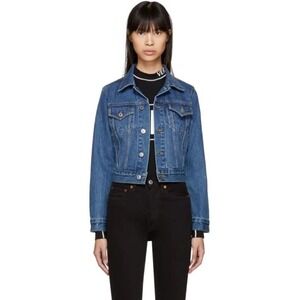 Re/Done Classic Trucker Jacket Womens Size S Blue Medium Wash Cropped Denim NWT